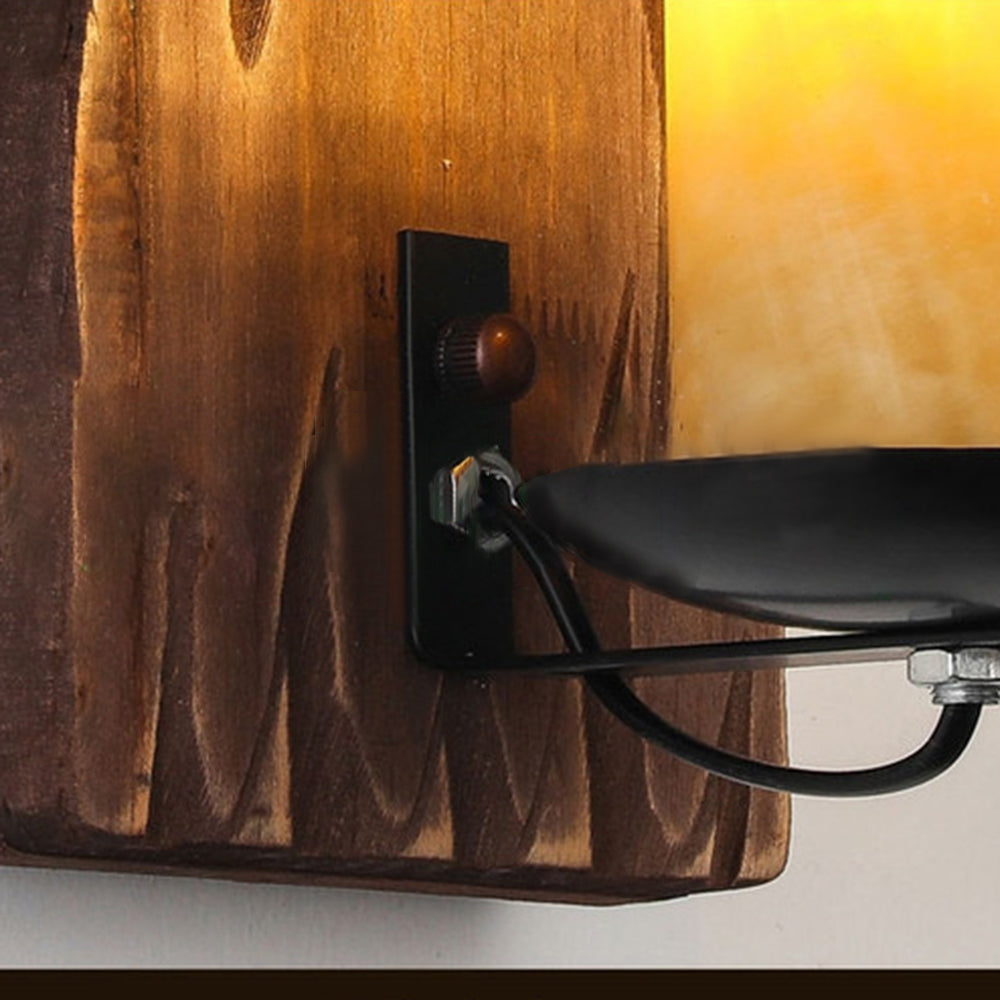 Austin Rectangular Candle Wall Lamp, Wood & Metal