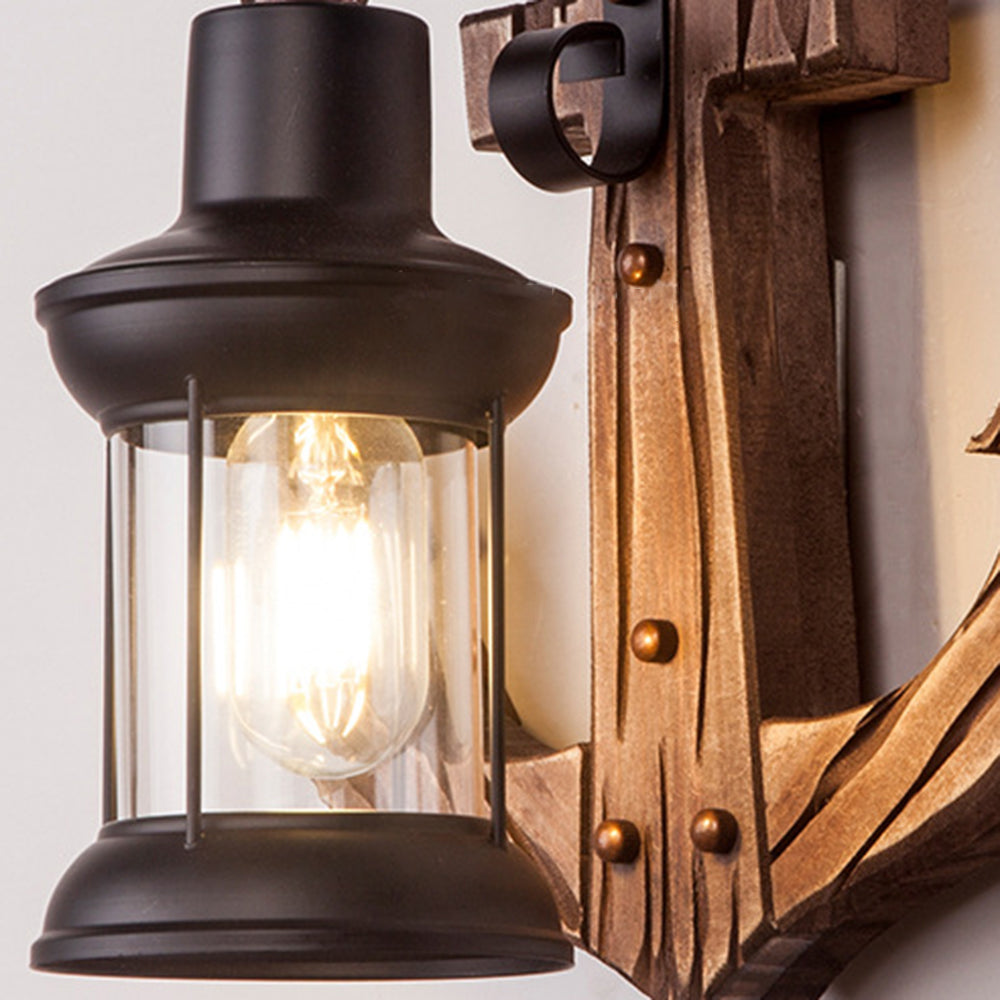 Austin Anchor Lantern Wall Lamp, Vintage/Antique, Wood, Bedroom