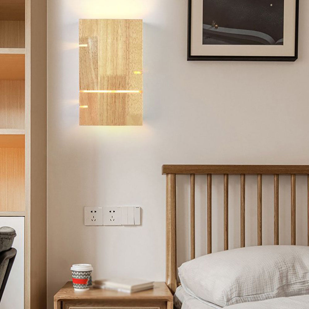 Ozawa Wall Lamp Rectangular Minimalist, Mounted Bedside, Wood, Bedroom