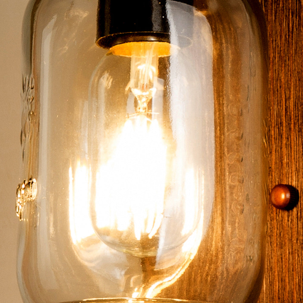 Austin Vintage Jar Shape Wood Metal Wall Lamp