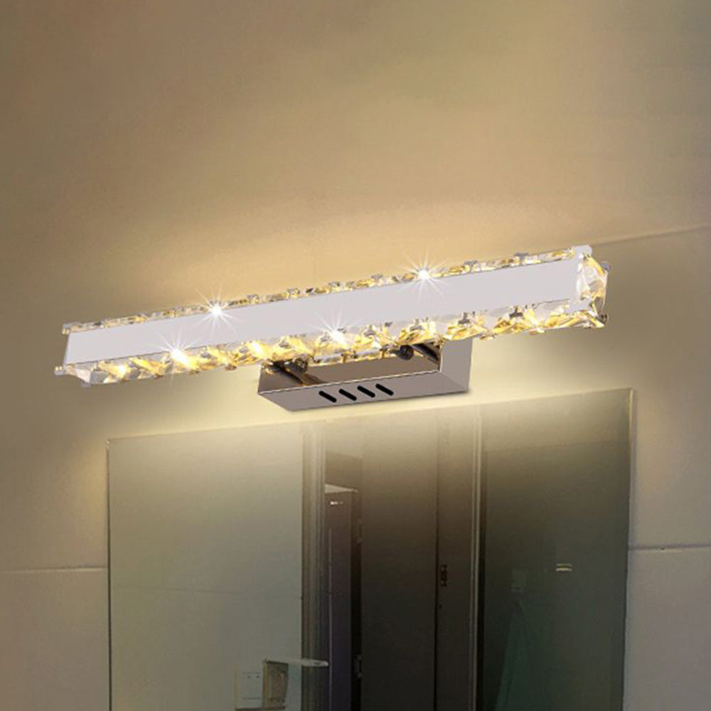 Kristy Modern Rectangular Metal Crystal Mirror Front Wall Lamp
