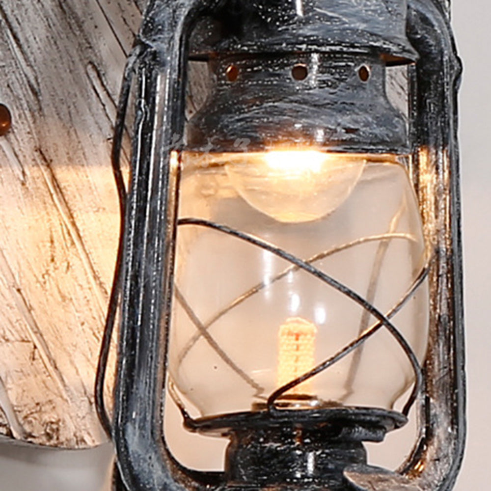 Austin Wall Lamp Lute Vintage Lantern Wooden Gray, Dining Room