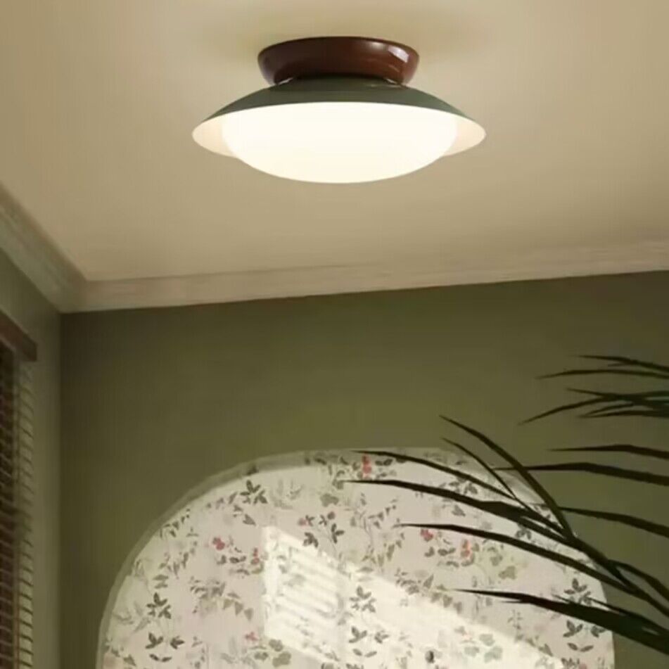Morandi Vintage Bowl-shaped Metal PE LED Flush Mount Ceiling Light