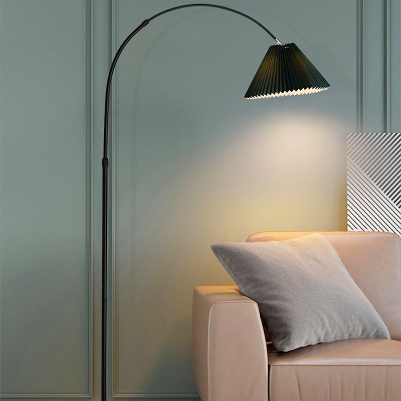 Eryn Floor Lamp Pleated Arc Nordic/Modern, Metal/Fabric, Multi-color, Study
