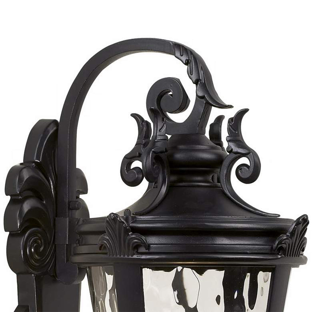 Alessio Vintage Lantern Metal And Glass Outdoor Wall Lamp, Black/Bronze