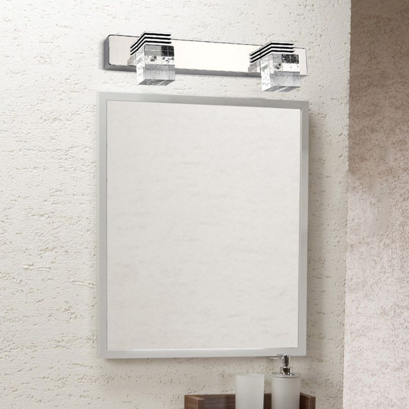 Leigh Transparent Square Mirror Front Vanity Wall Lamp, 1/2/3/4 Heads