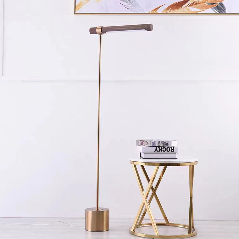 Edge Floor Lamp Linear Minimalist, Metal/Wood, Gold, Living Room