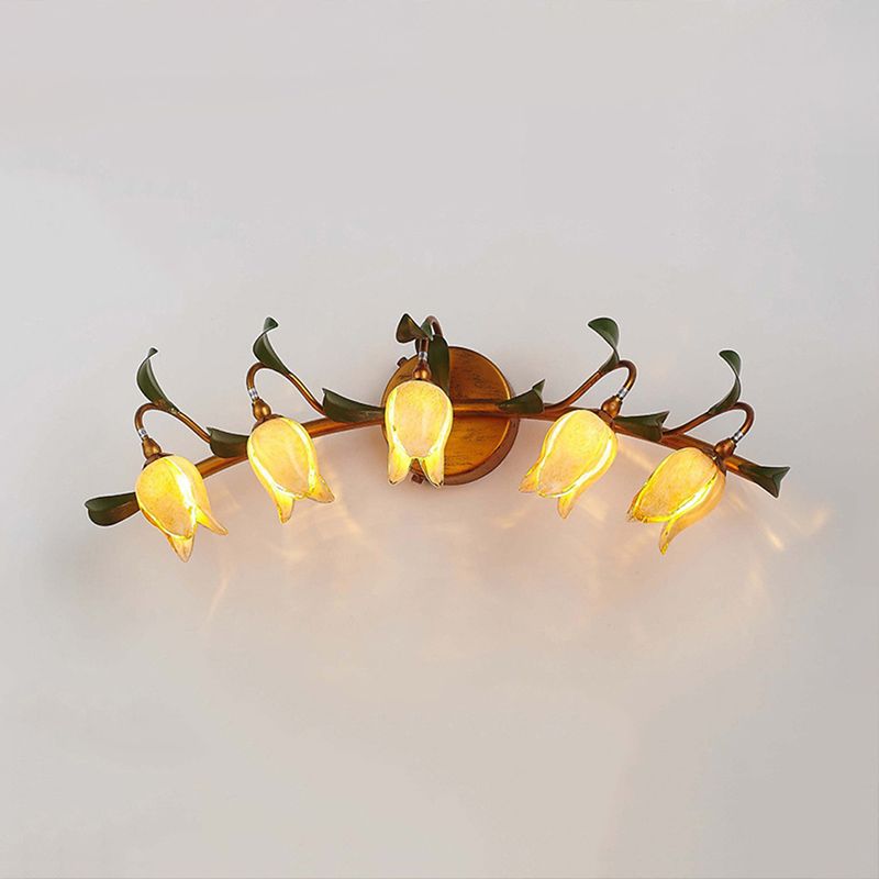 Félicie Vintage Flower Metal&Glass Wall Lamp, Copper