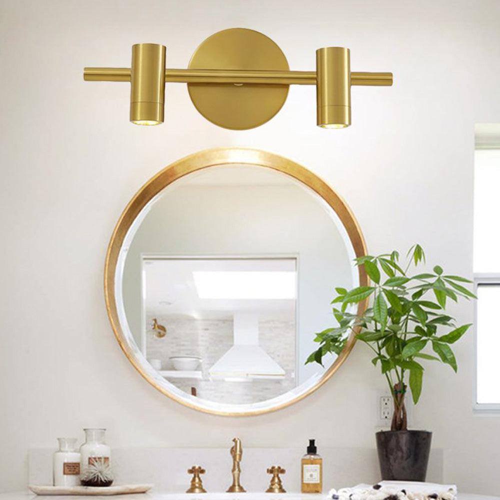 Freja Modern Geometric Metal Mirror Front Wall Lamp, Brass