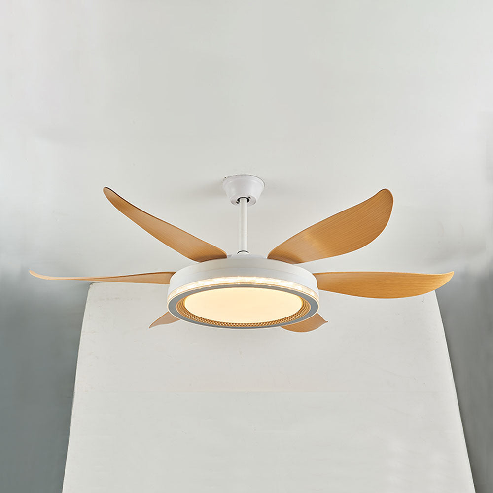 Haydn 6-Blade DC Ceiling Fan with Light, White & Wood