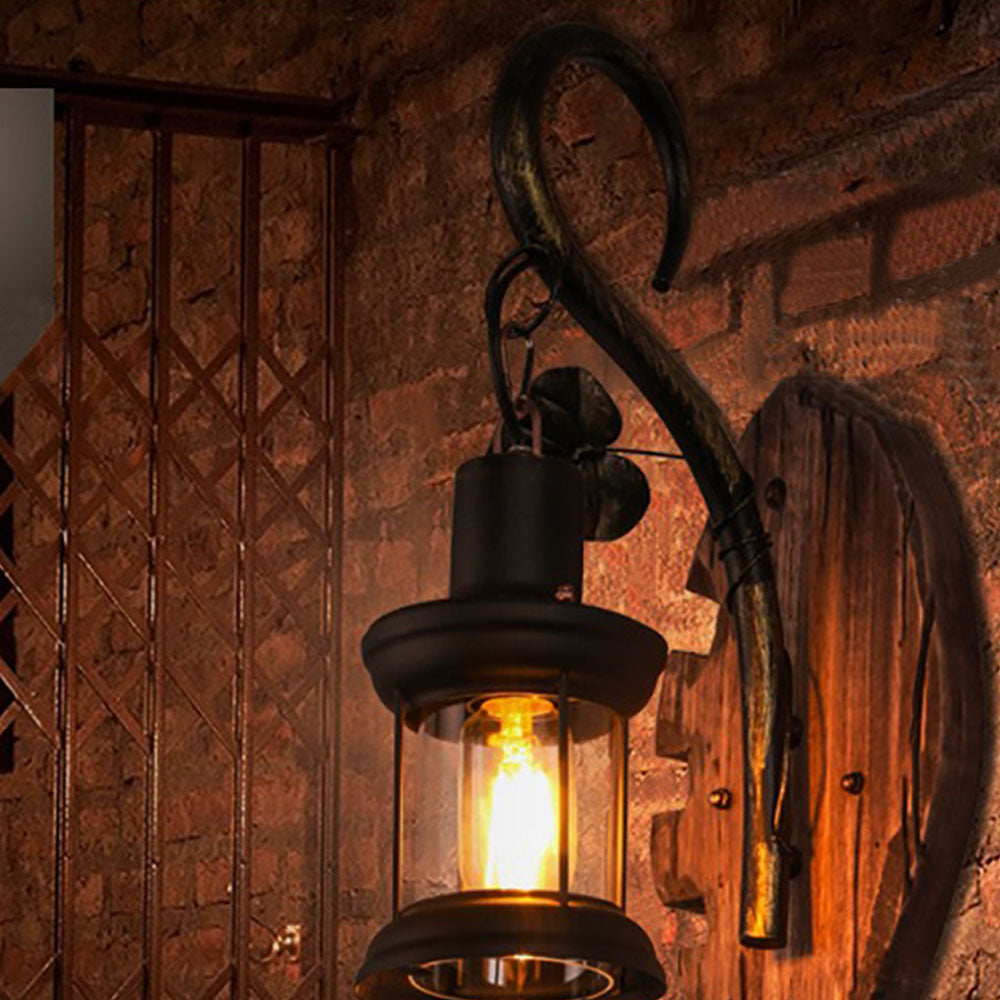 Austin Wall Lamp Fish Shape Vintage, Wood/Metal, Bedroom