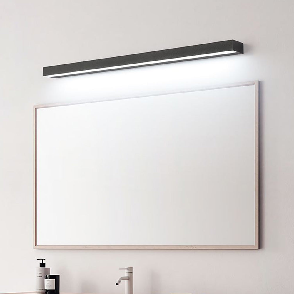Edge Modern Rectangular Linear Mirror Front Wall Lamp, Metal, Black