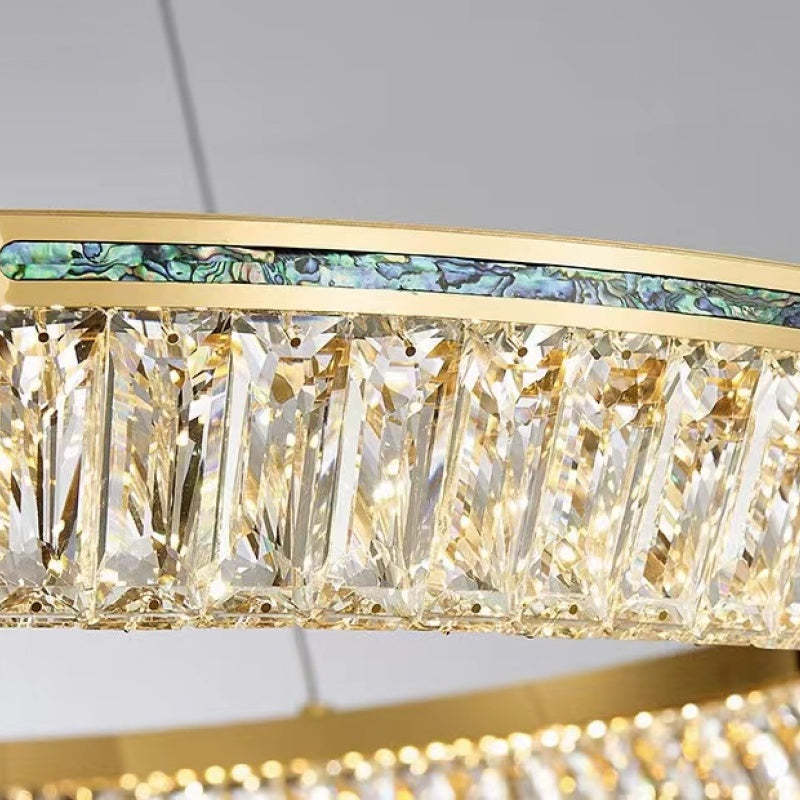 Marilyn Modern Luxury Crystal Gold Chandelier, Tri-Circle