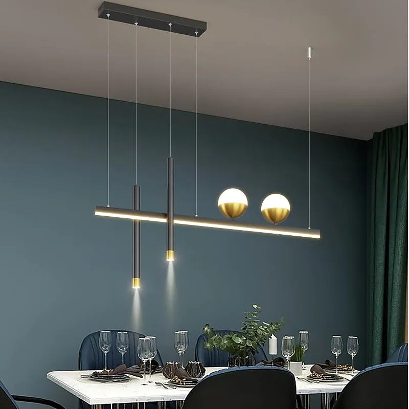 Madina Modern Globe Metal/Acrylic Pendant Light, Dining Room