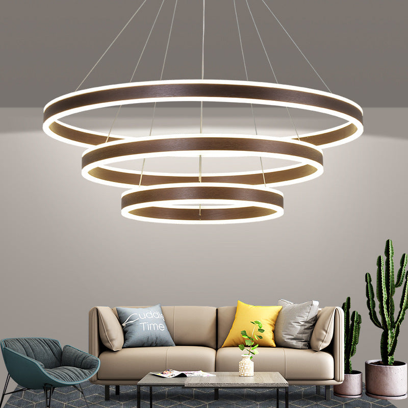 Arisha Moderne Minimaliste Coffee LED Pendant Light, 3 Ring