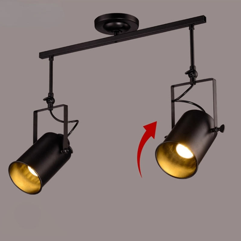 Alessio Vintage Adjustable Semi-Flush Mount Ceiling Light, Black