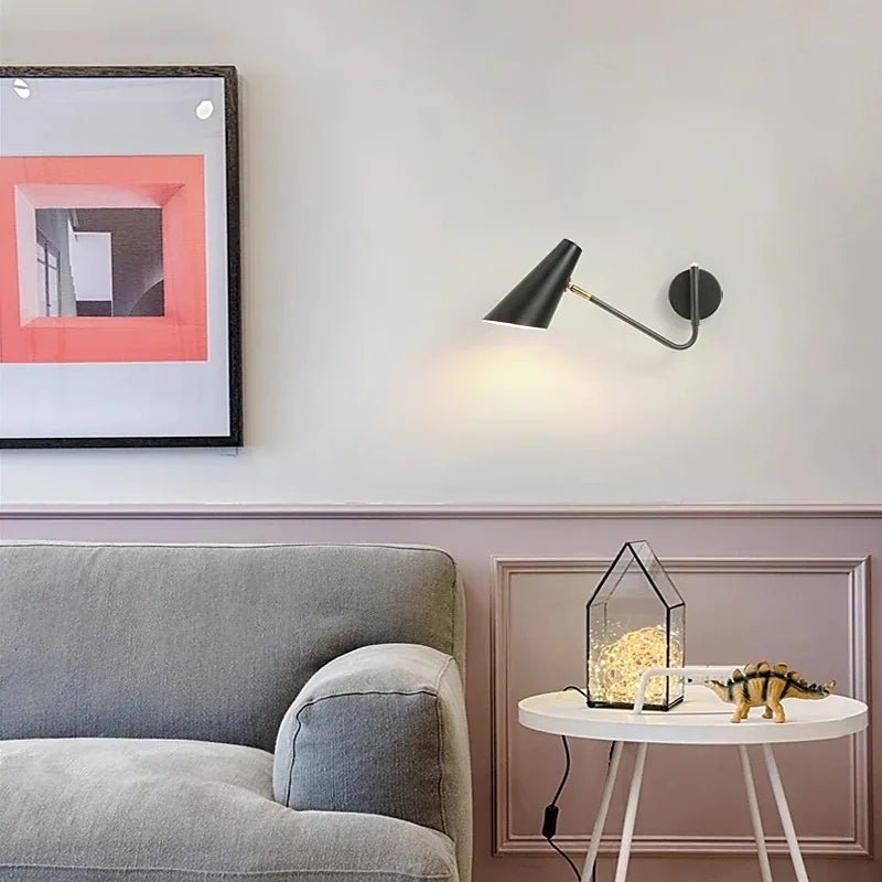 Brady Rotatable Wall Lamp, Black & White & Gold, Bedroom