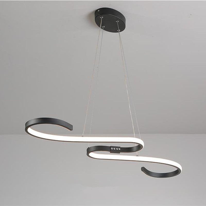 Louise Postmodern Metal Linear Pendant Light, Black/White