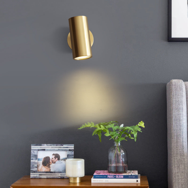 Freja Moden Spotlight Cylindrical Metal Wall Lamp, Gold/Black
