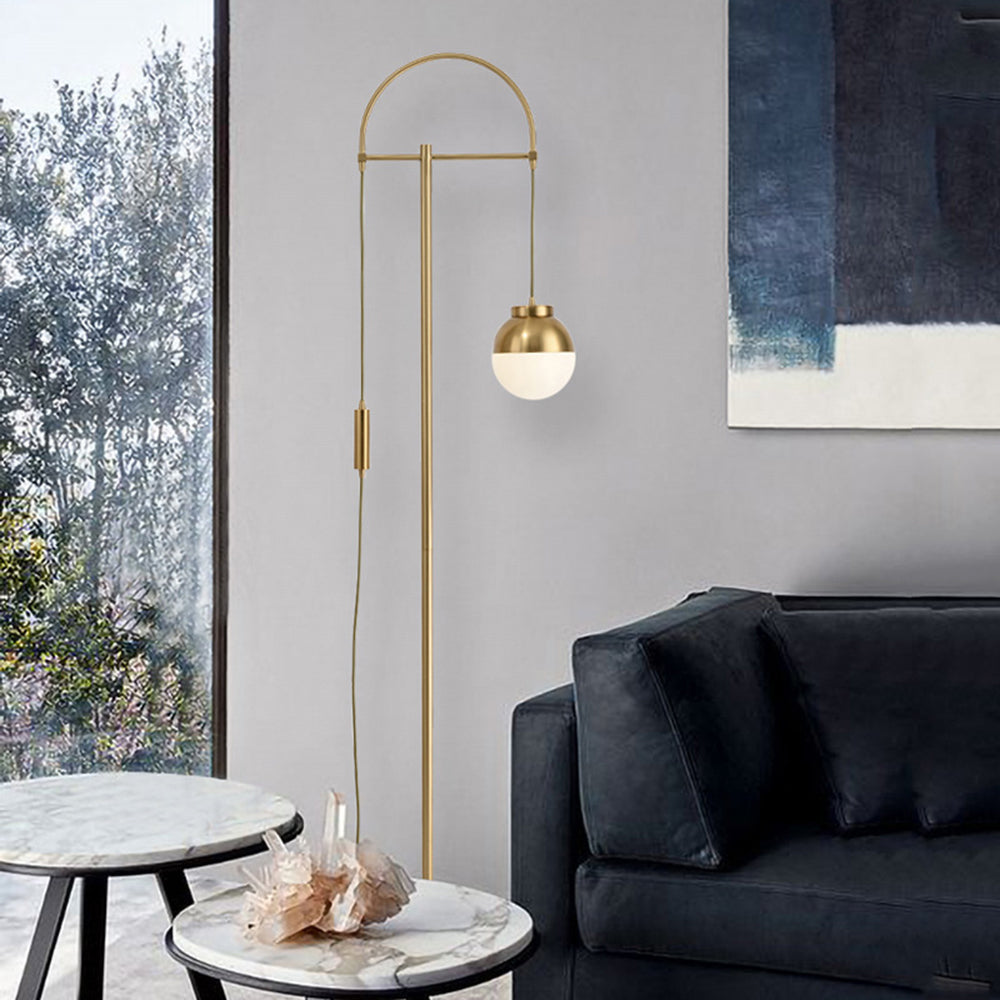 Valentina Modern Arch Glass/Metal Floor Lamp, Gold