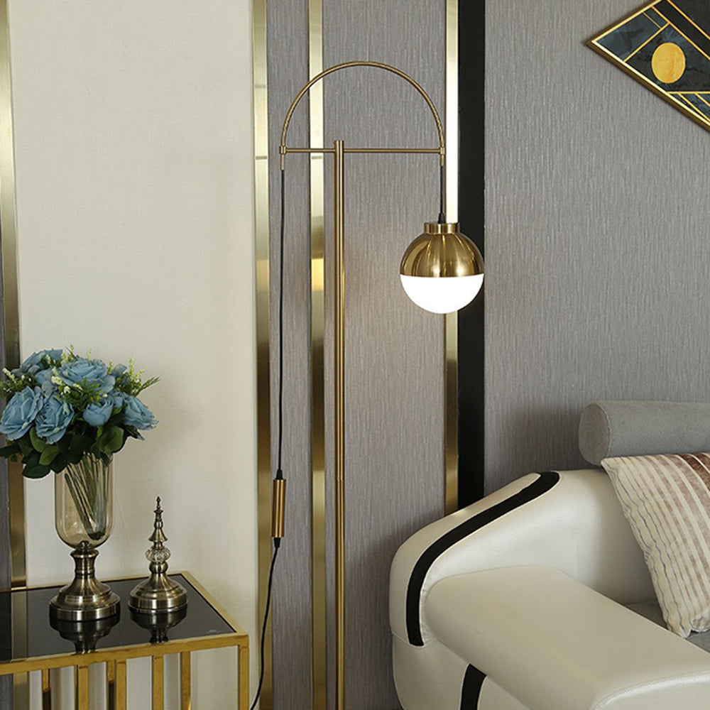 Valentina Modern Arch Glass Metal Floor Lamp