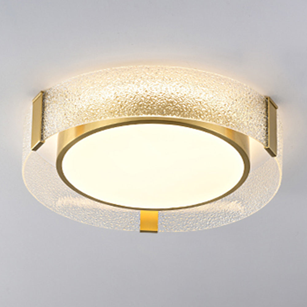 Quinn Modern Round Metal/Glass Flush Mount Ceiling Light, Gold