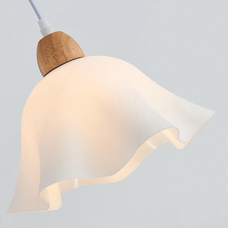 Ozawa Minimalist Flower Acrylic/Wood Pendant Light, White