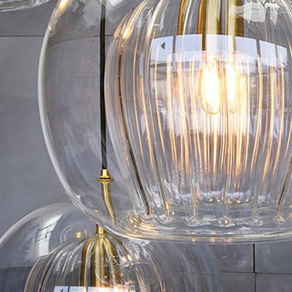 Hailie Nordic Glass Globe Pendant Light, Clear/Amber
