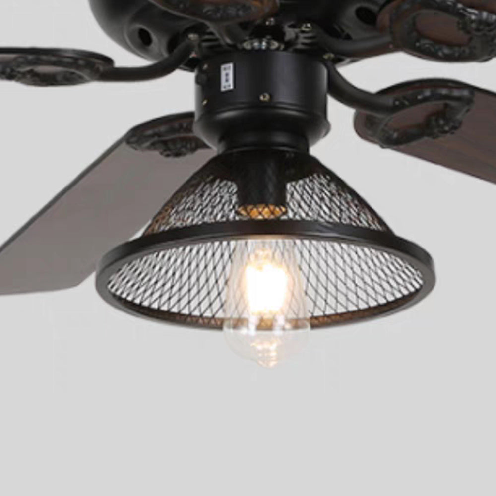 Alessio Industrial 5-Blade Black Ceiling Fan with Light, 4 Style, DIA 42.1''