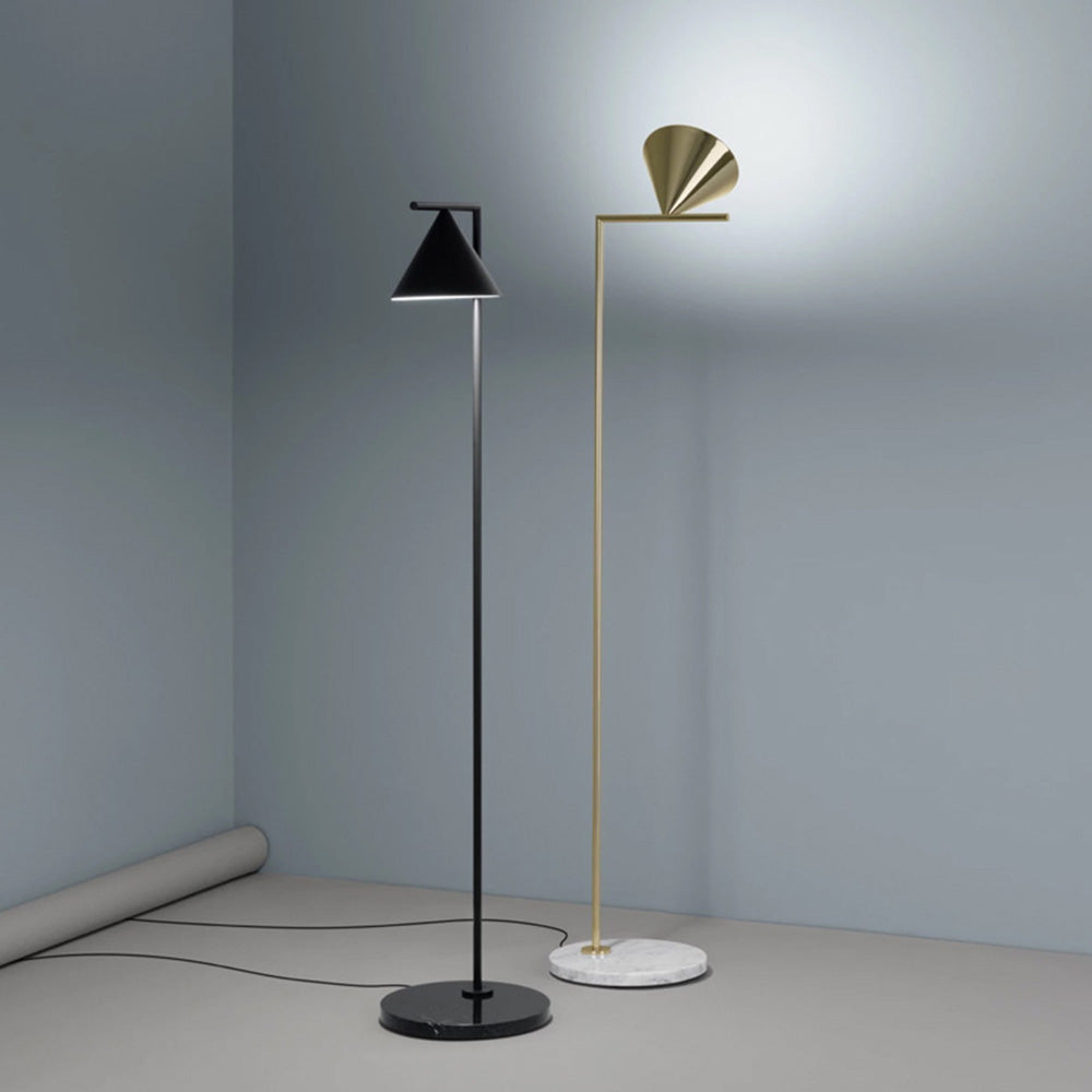 Carins Modern Geometric Marble Base Floor Lamp, Black/Gold