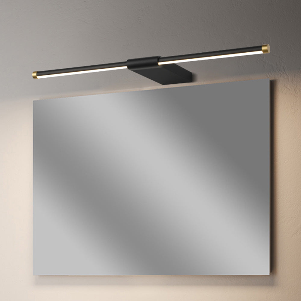 Edge Minimalist Linear Mirror Front Metal Wall Lamp, Black/Gold
