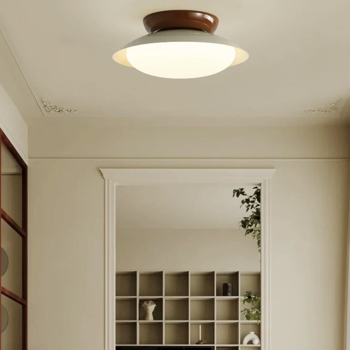 Morandi Vintage Bowl-shaped Metal PE LED Flush Mount Ceiling Light