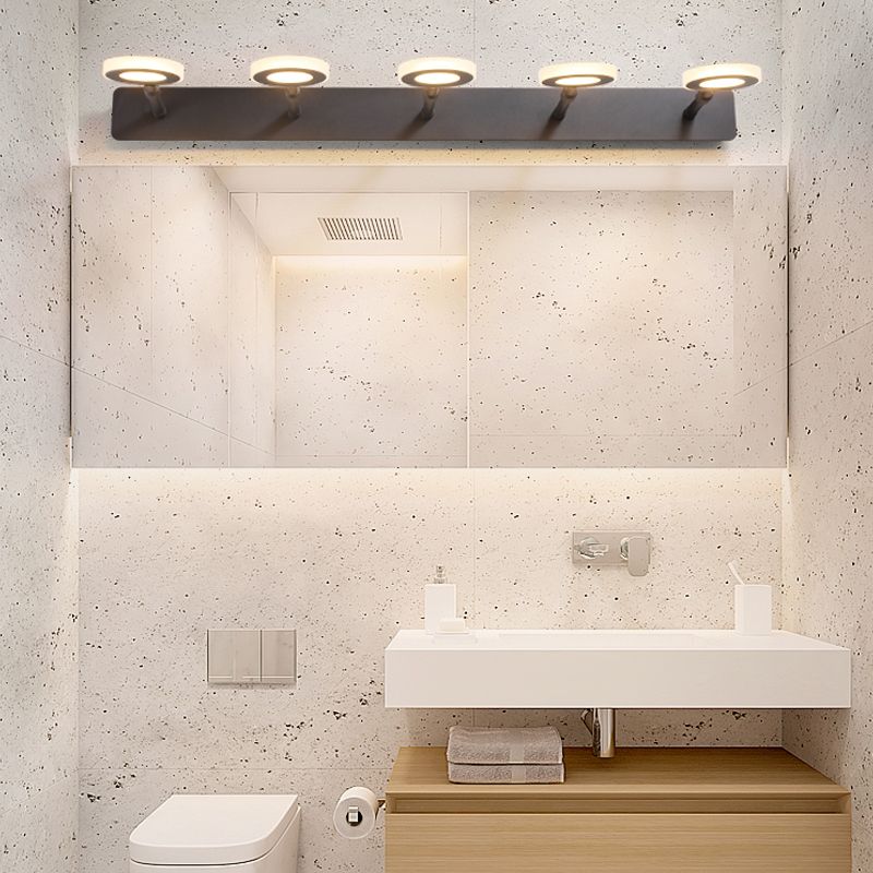 Leigh Nordic Round Vanity Wall Lamp, Black, Bathroom