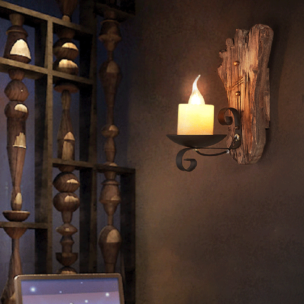 Austin Footprints Candle Wall Lamp, Wood & Metal