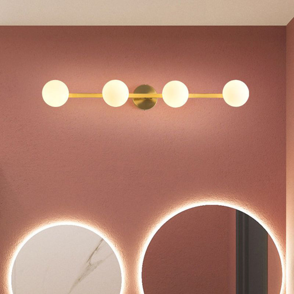 Valentina Retro Globe Linear Metal/Glass Wall Lamp, Gold, Bathroom