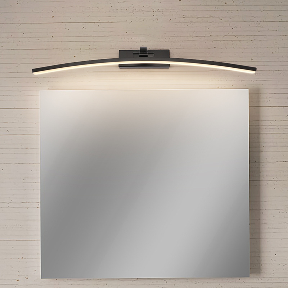 Edge Modern Curved Mirror Front Metal Wall Lamp, Black/White
