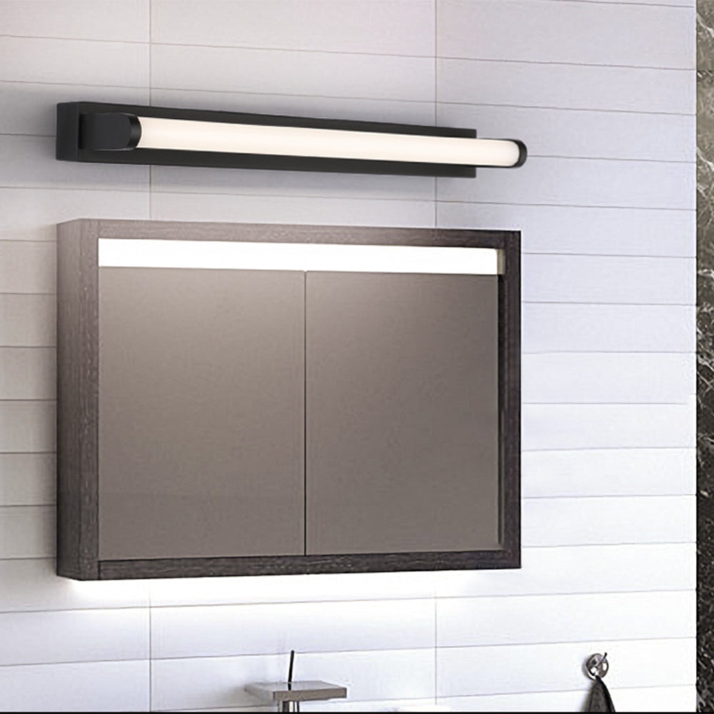 Leigh Minimalist Linear Cylindrical Metal/Acrylic Wall Lamp, Black, Bathroom