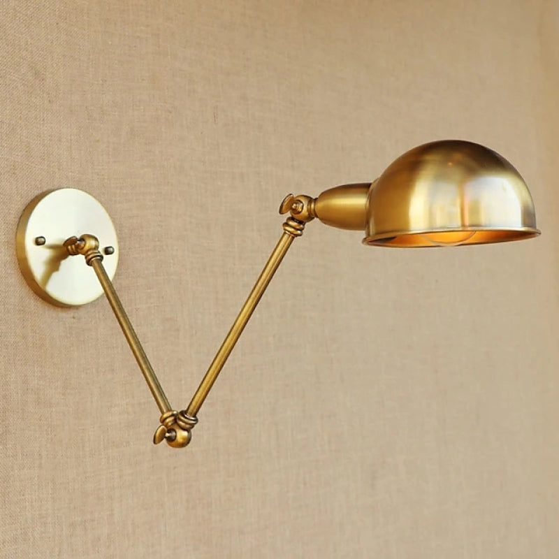 Brady Vintage Semi-sphere Metal Swing Arm Foldable Wall Lamp, Bronze