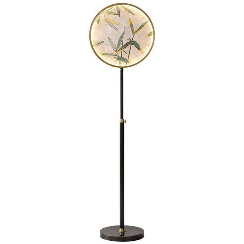 Jade Zen Artistic Circle Floor Lamp, Metal/Glass
