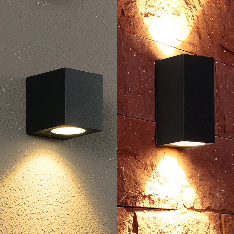 Orr Minimalist Metal Square Outdoor Wall Lamp, Black