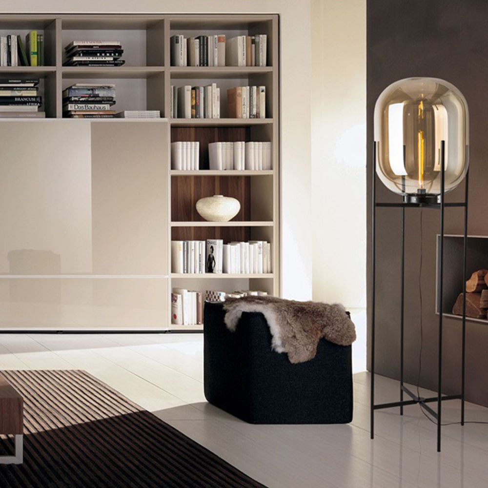 Salgado Modern Globe Glass/Metal Floor Lamp, Living Room