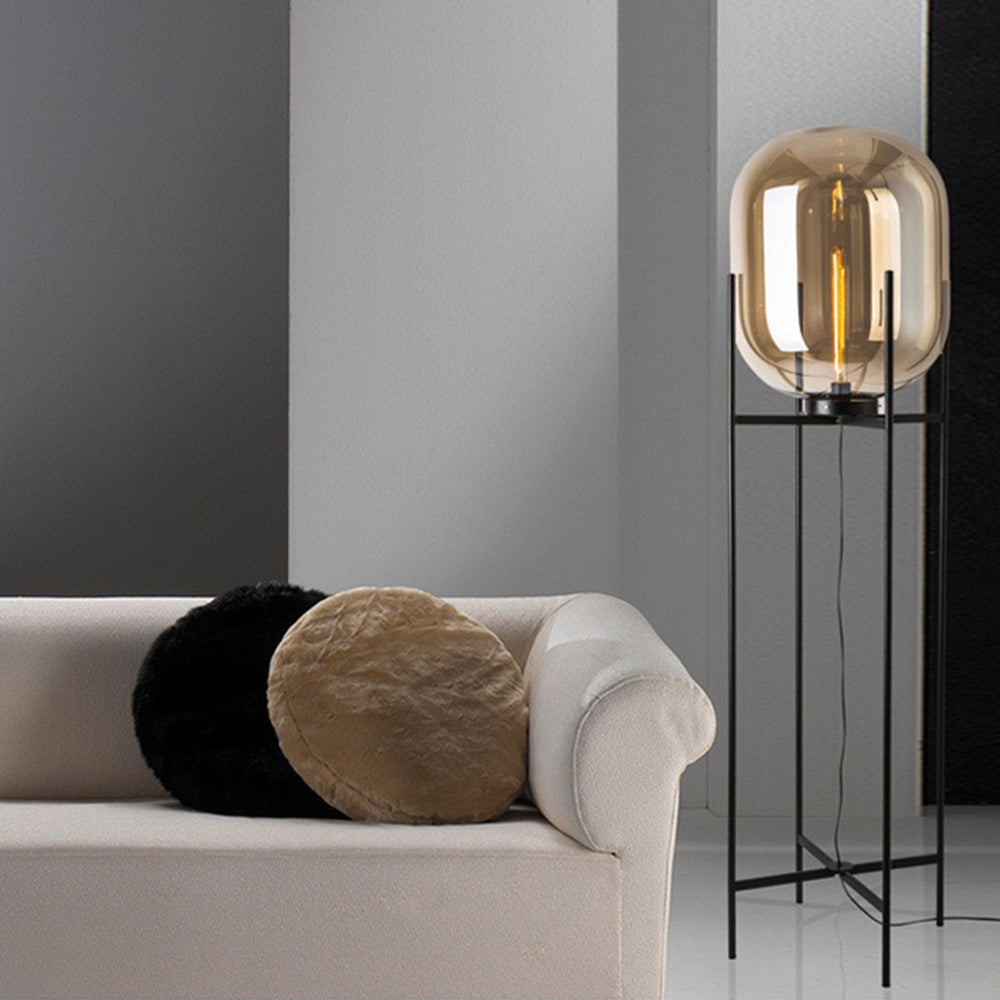 Salgado Modern Globe Glass/Metal Floor Lamp, Living Room