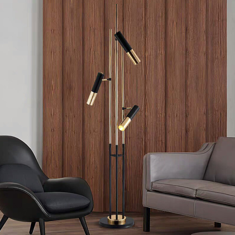 Salgado Modern Tall Metal 3 Bulb Floor Lamp, Black
