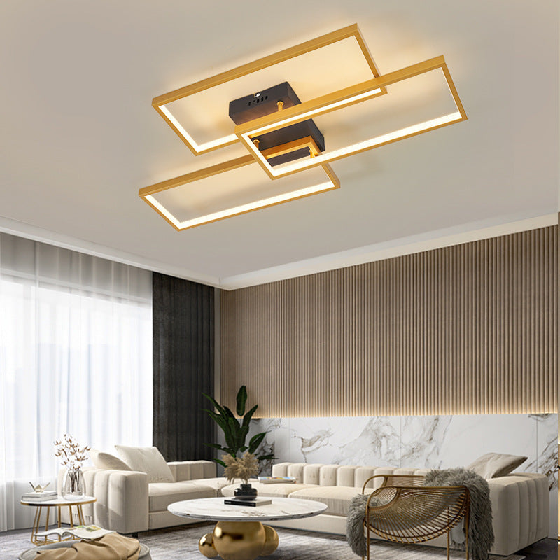 Bouvet Design Rectangular Metal Ceiling Light, Black/White/Gold