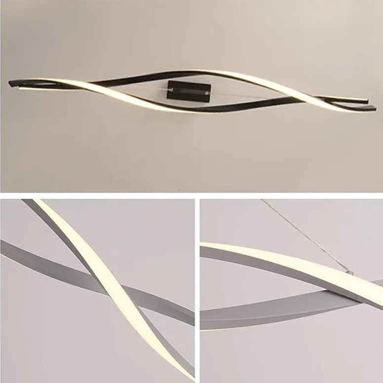 Louise Modern Minimalist Nordic Cross-Curved Metal Pendant Light, Black/Gray