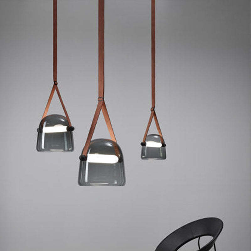 Hailie Modern Nordic Leather/Glass Pendant Light Gray/White Bedroom