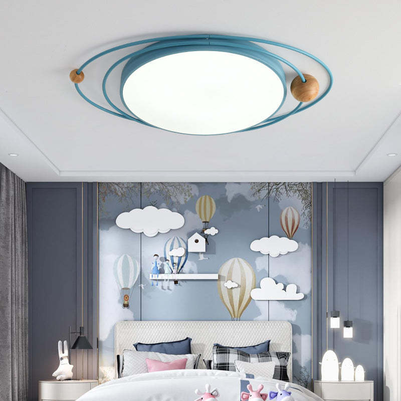 Quinn Modern Ceiling Light LED Metal/Wood White/Blue Living Room