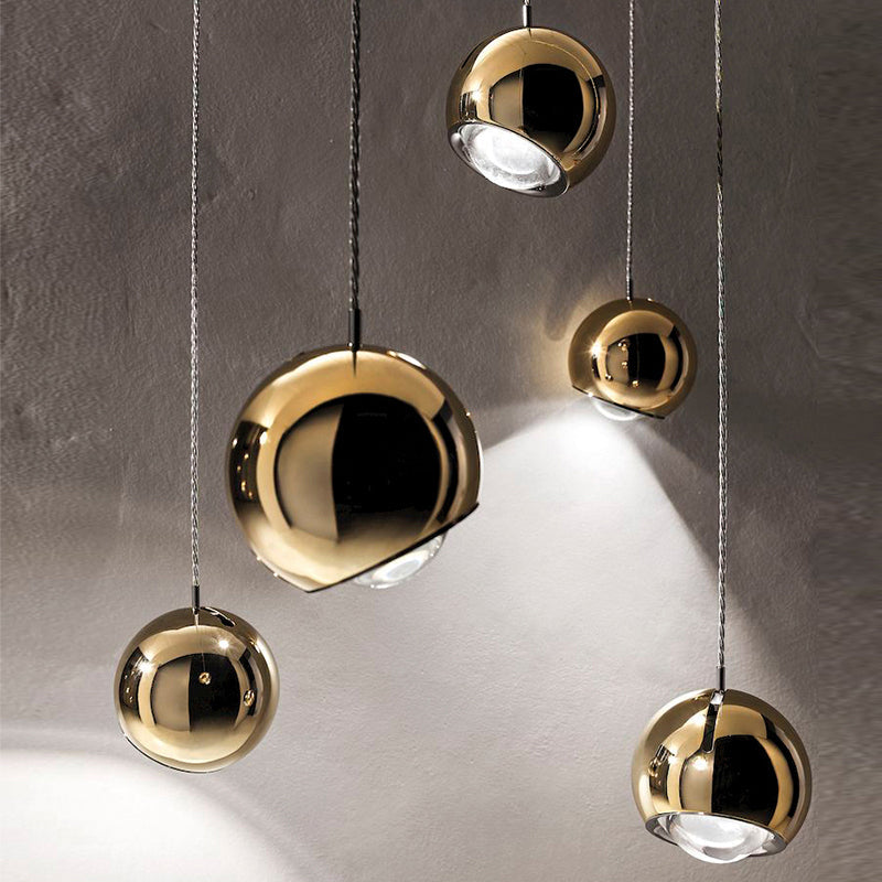 Valentina Modern Metal Ball Pendant Light, Silver/Gold