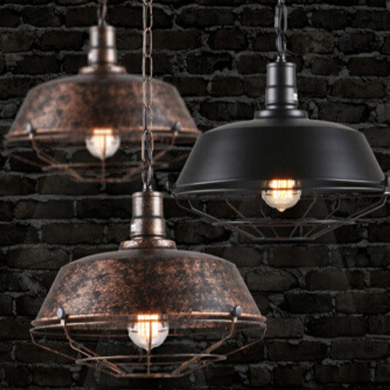 Alessio Rustic Black Industrial Pendant Light Shade Living Room