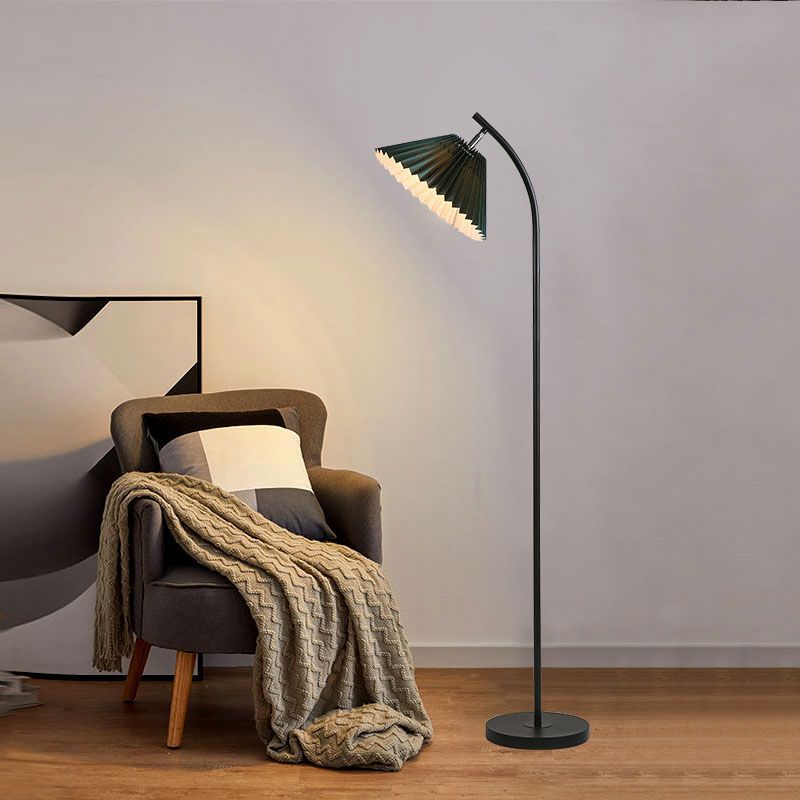 Ozawa Modern Arc Pleated Metal Fabric Floor Lamp, 3 Color
